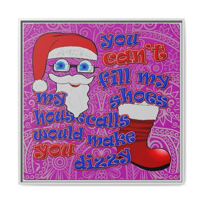 santa's shoes - framed canvas art (pink swirl)