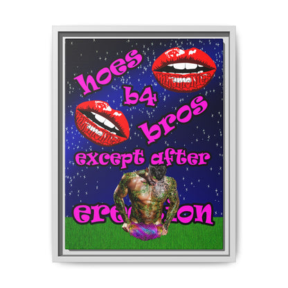 hoes b4 bros - framed canvas art ('snoops' background)