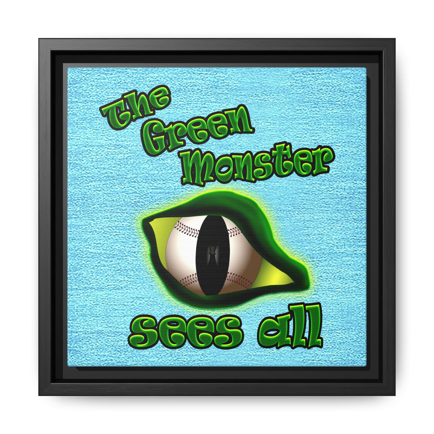 green monster - framed canvas art (faded blue)