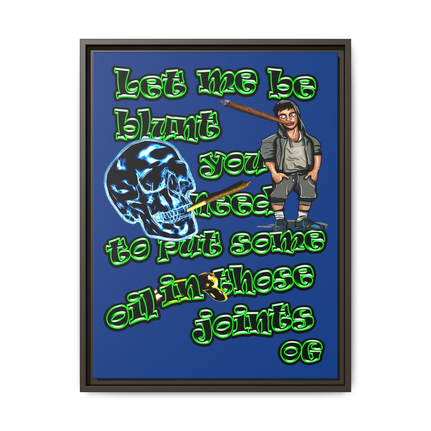 og - framed canvas art (dark blue)