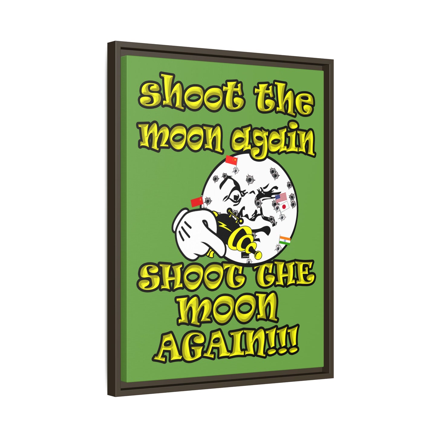 shoot the moon again - framed canvas art (green)