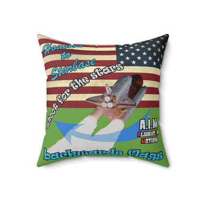 shoot for the stars - Faux Suede Square Pillow - (green)