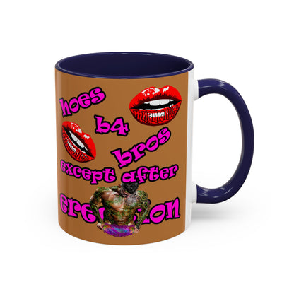 hoes b4 bros - Accent Mug (light brown)