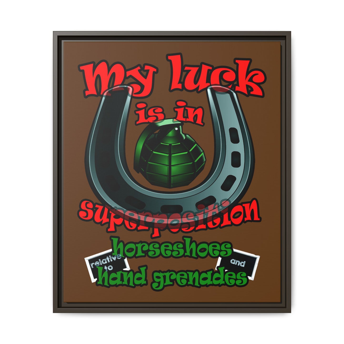 my luck - framed canvas art (brown)