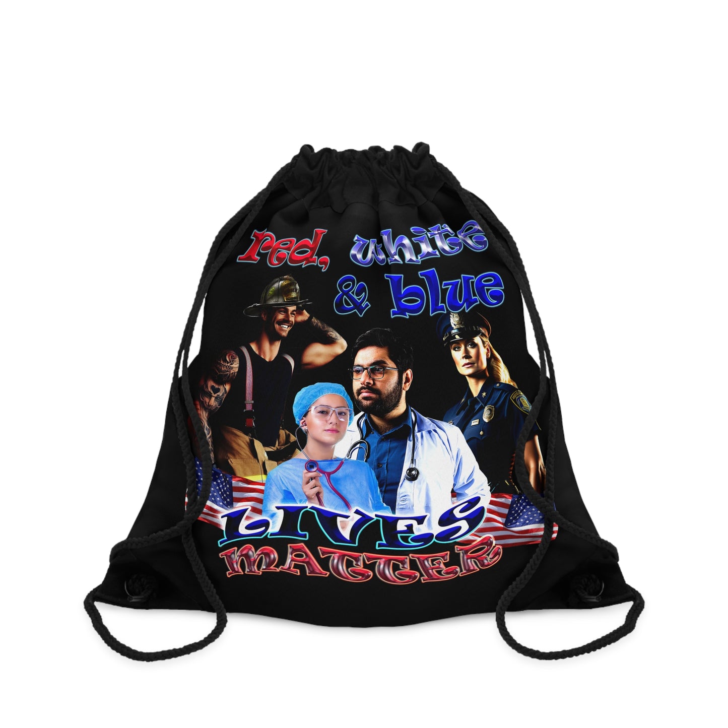 rw&b lives matter - Drawstring Bag (black)