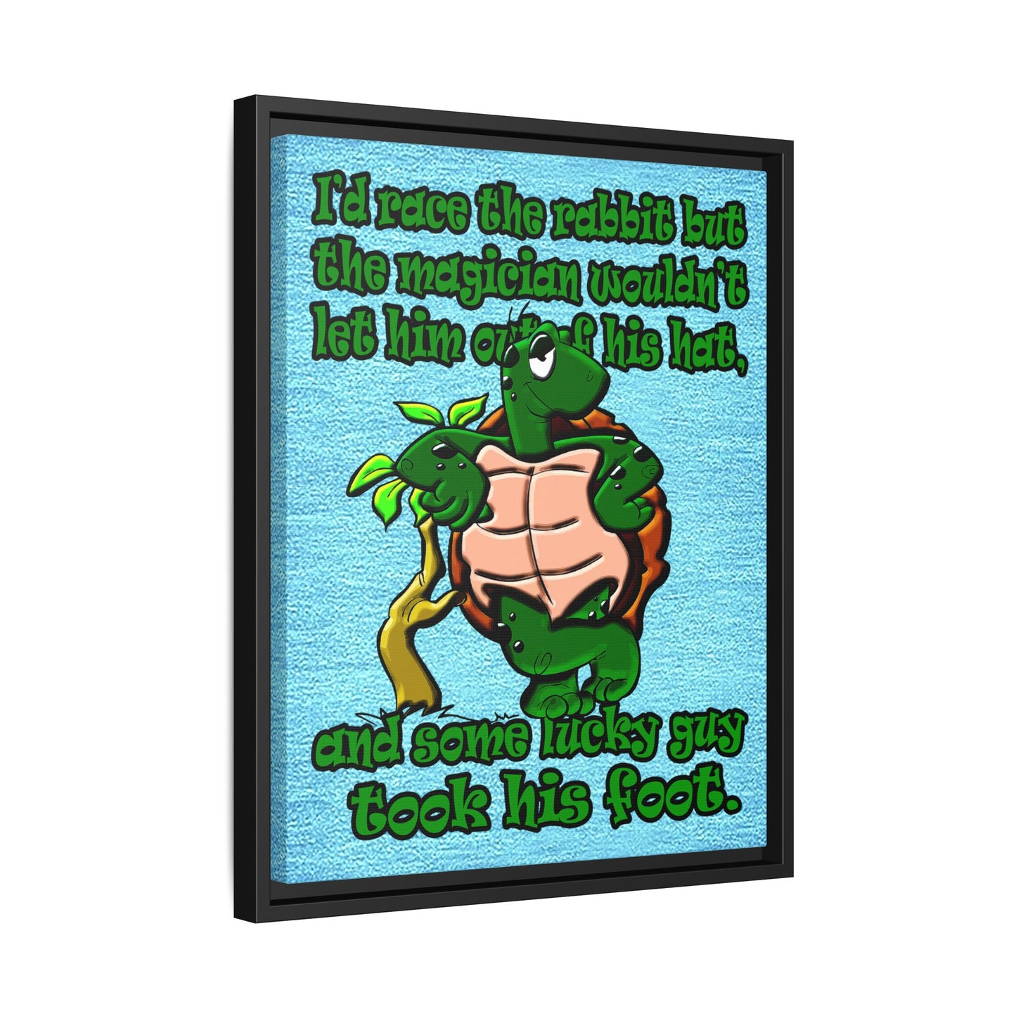 turtle race - framed canvas art (faded blue)