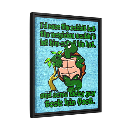 turtle race - framed canvas art (faded blue)