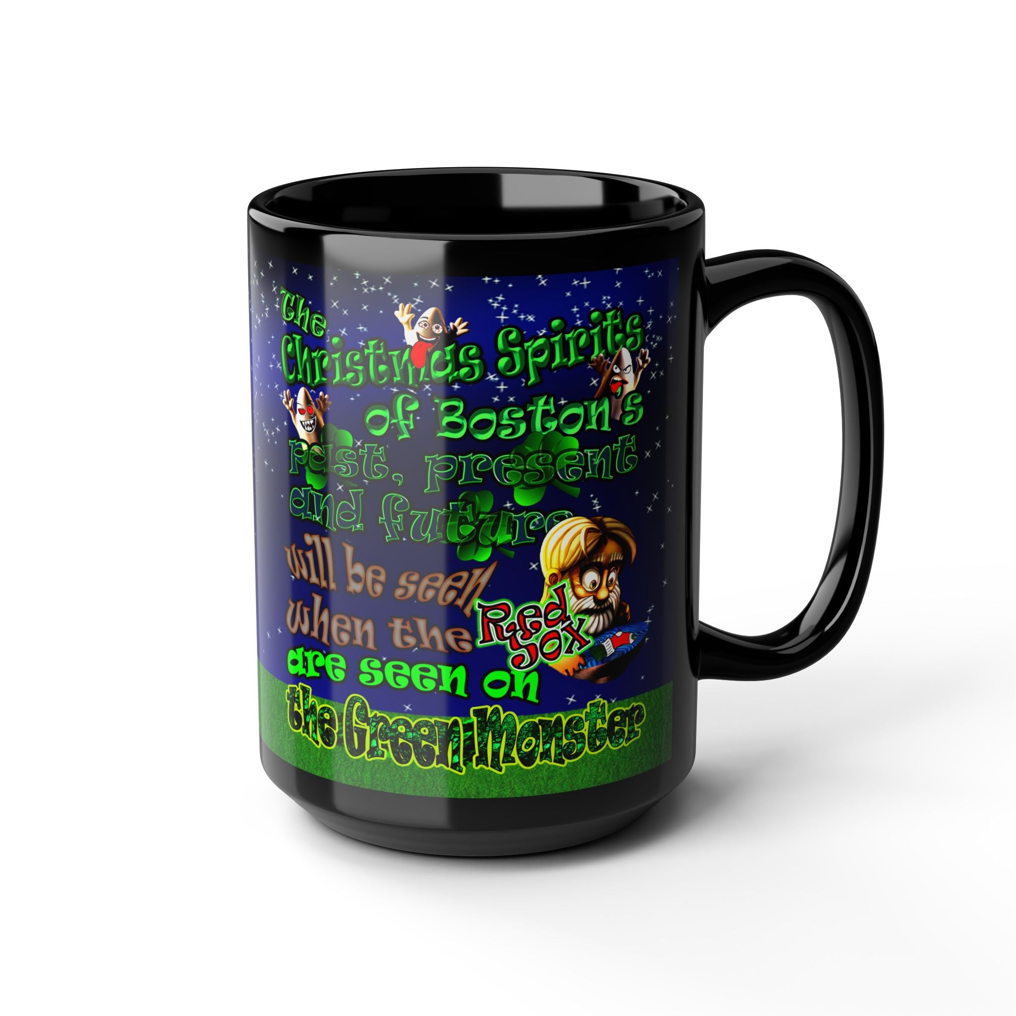 christmas spirits of boston - Black Mug ('snoops' background)