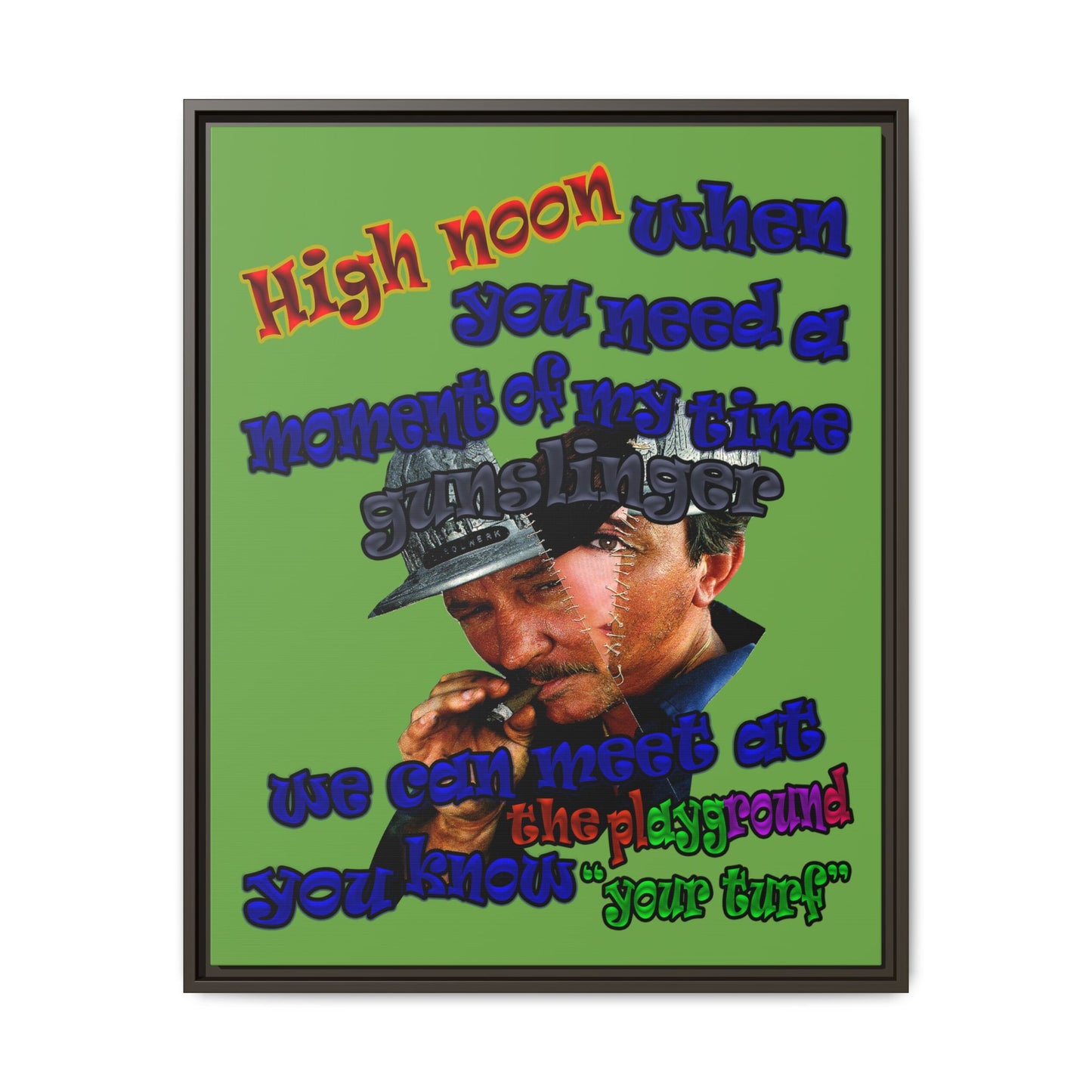 high noon - framed canvas art (green)