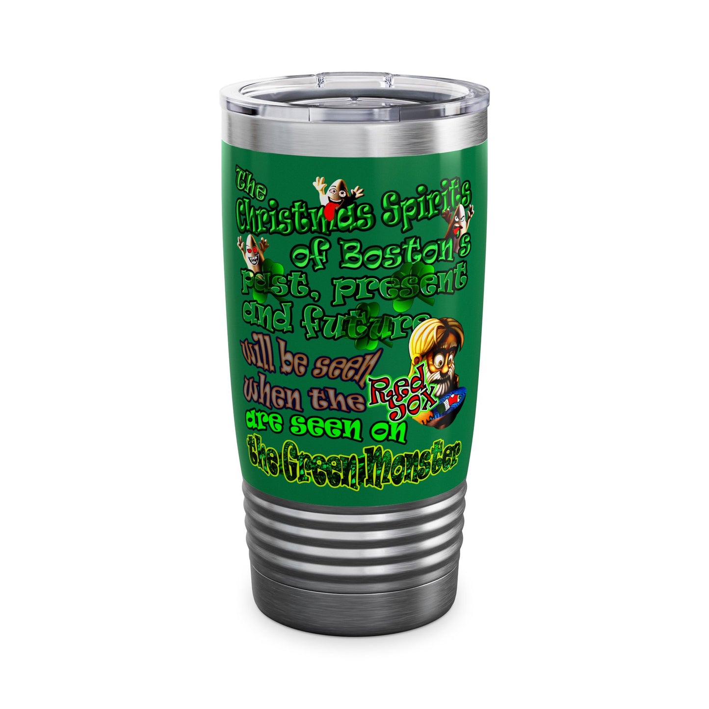 christmas spirits of boston - Ringneck Tumbler, 20oz (dark green)