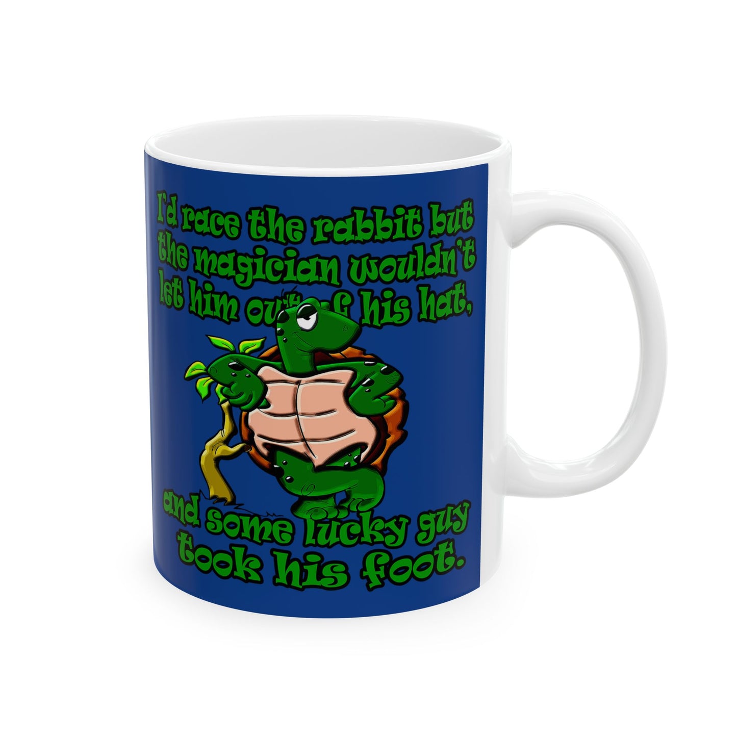 turtle race - White Mug (dark blue)