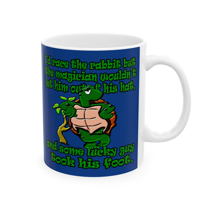 turtle race - White Mug (dark blue)