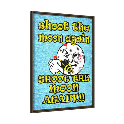 shoot the moon again - framed canvas art (faded blue)