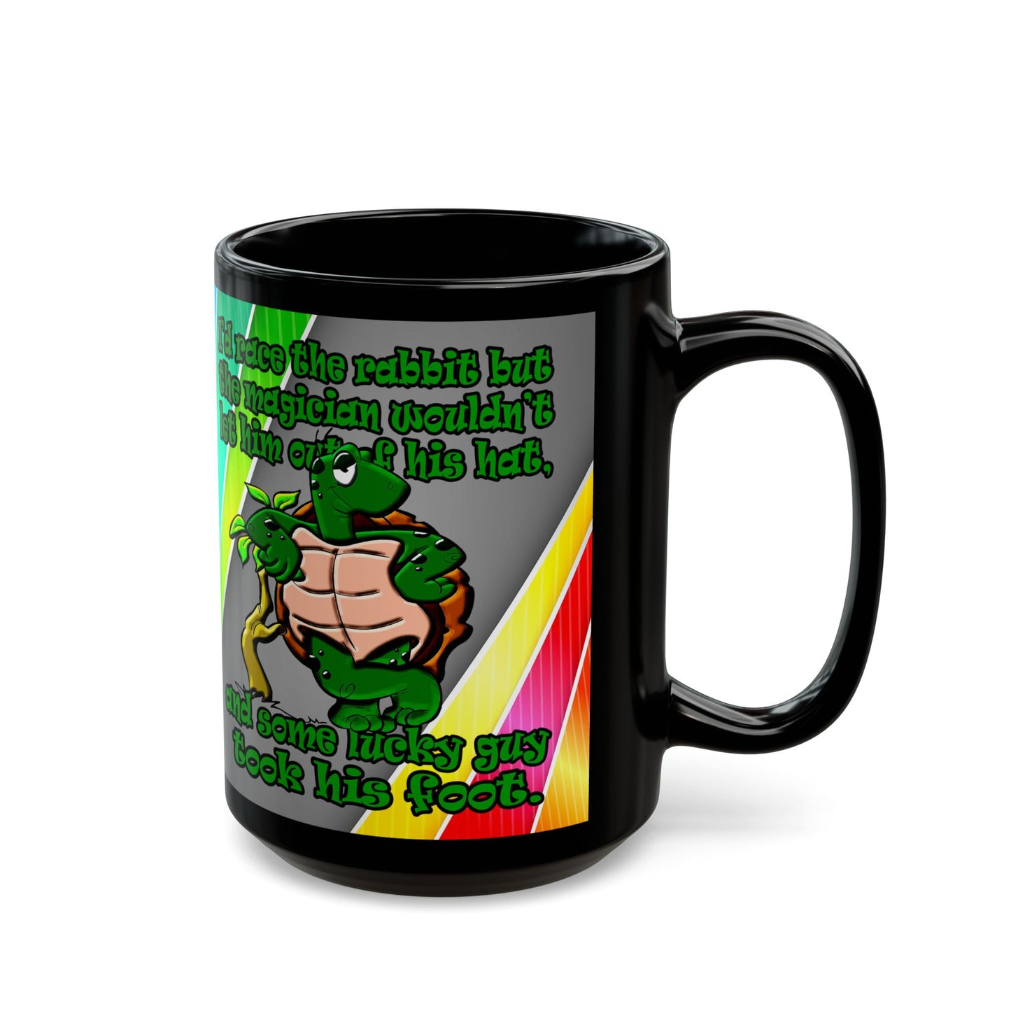 turtle race - Black Mug (rainbow split)