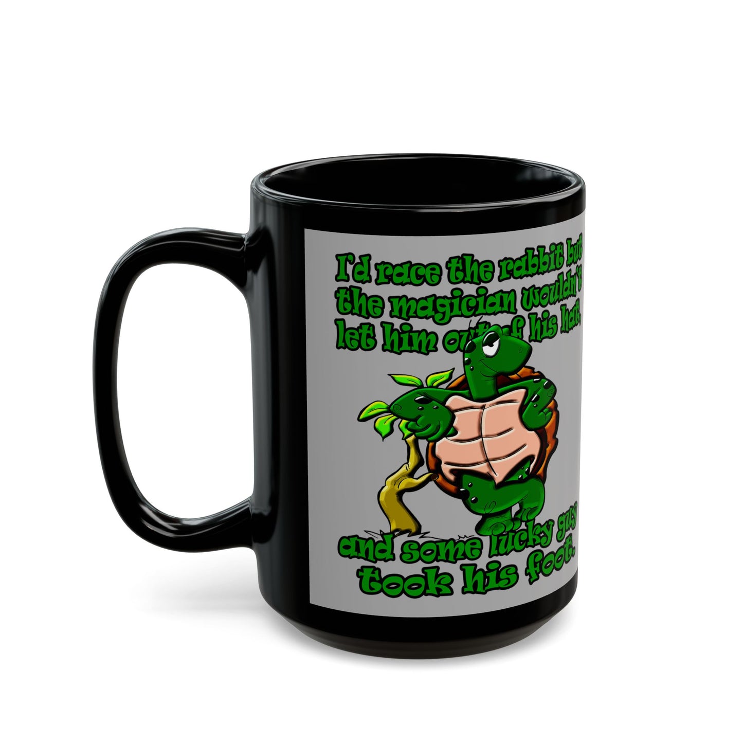 turtle race - Black Mug (light grey)