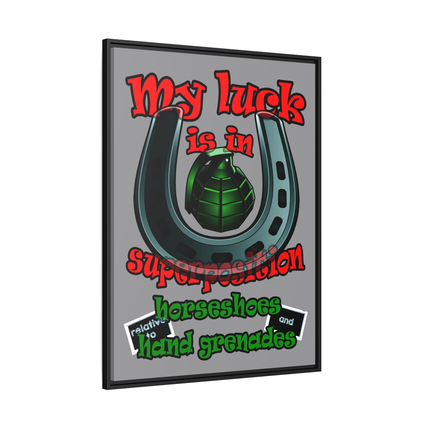 my luck - framed canvas art (grey)