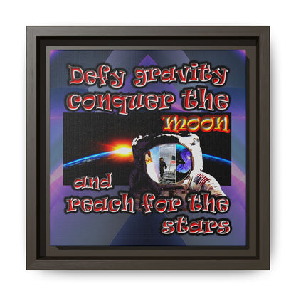 defy conquer reach - framed canvas art (grey-pink wave)