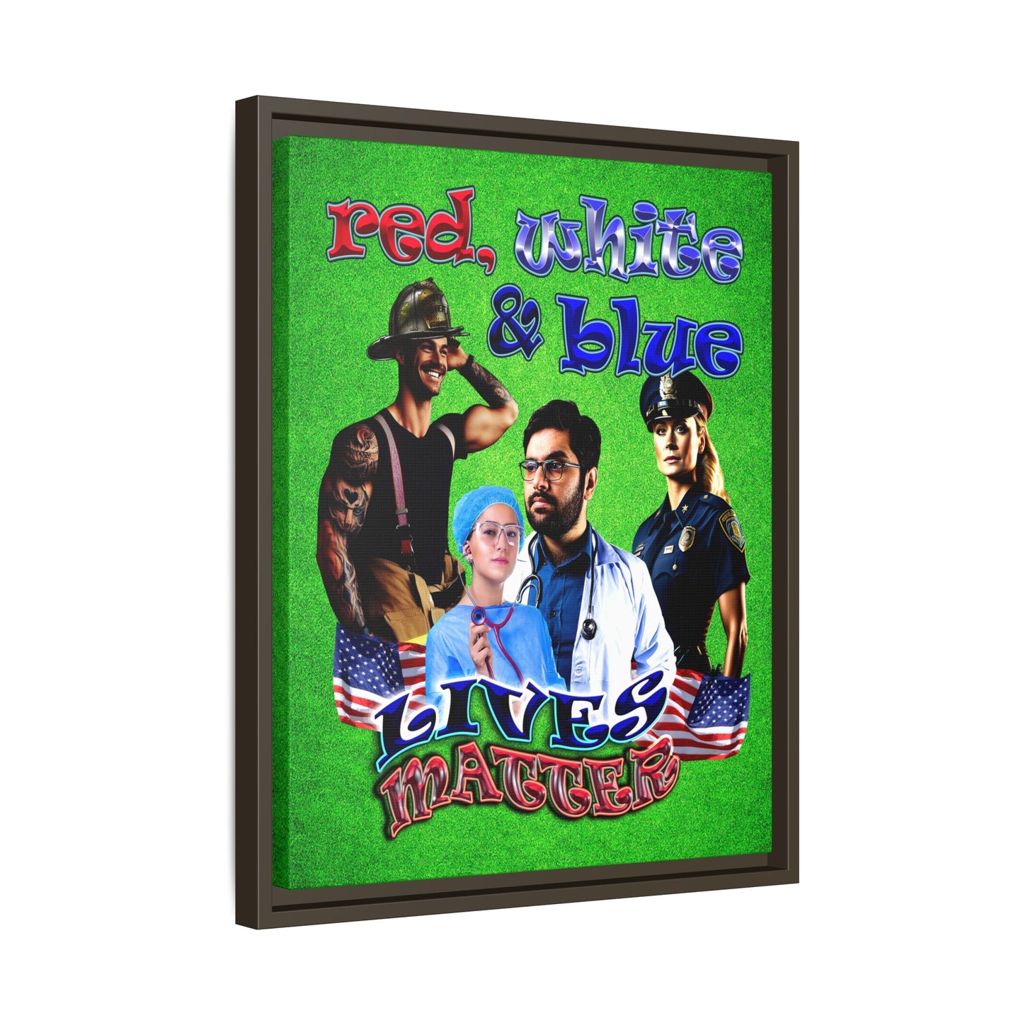 rw&b lives matter - framed canvas art (green turf)