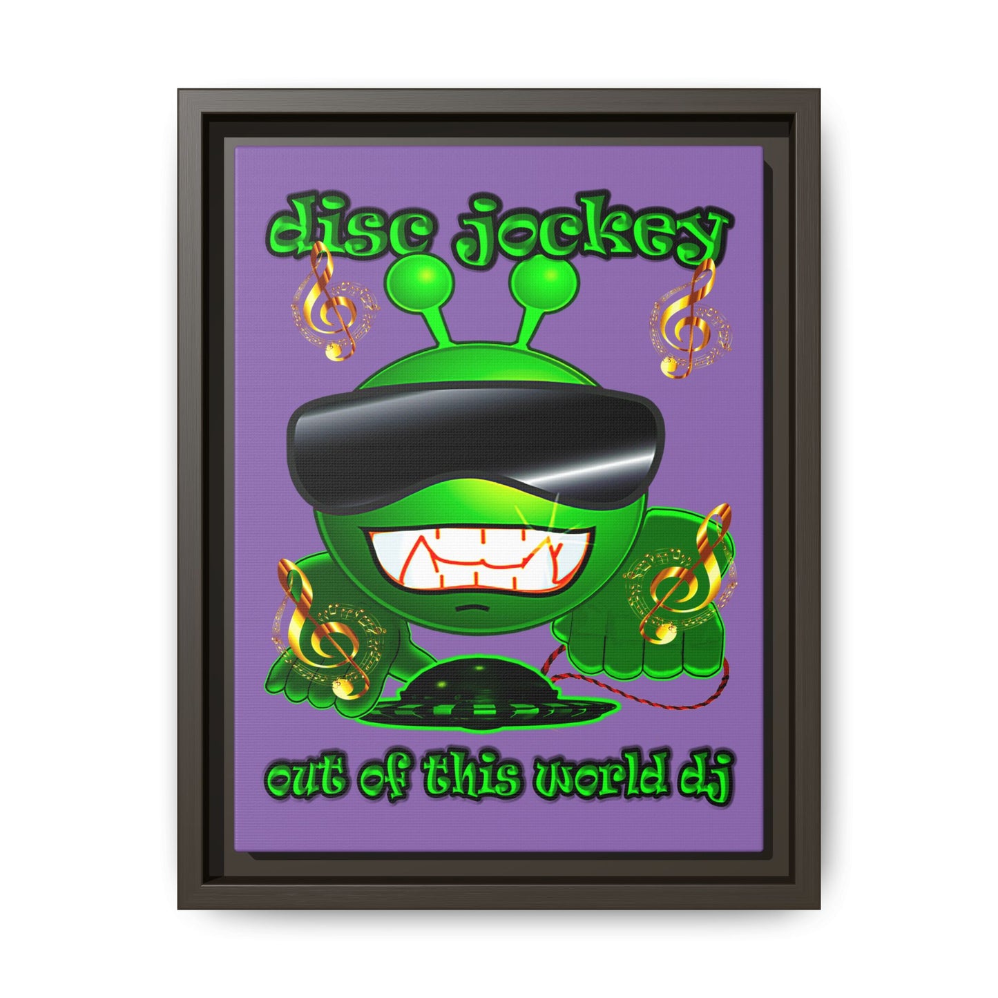 disc jockey - framed canvas art (light purple)