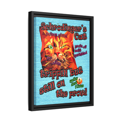 schrodinger's cat - framed canvas art (faded blue)