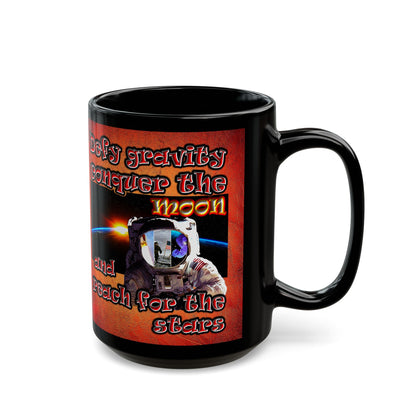 defy conquer reach - Black Mug (burnt orange)