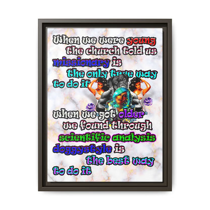 doggystyle - framed canvas art (white marble)
