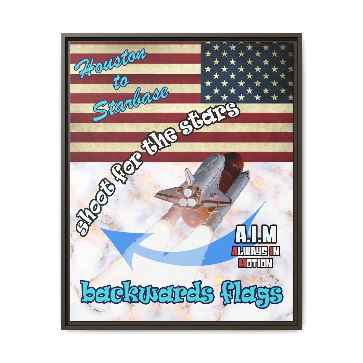 shoot for the stars - framed canvas art (white marble)