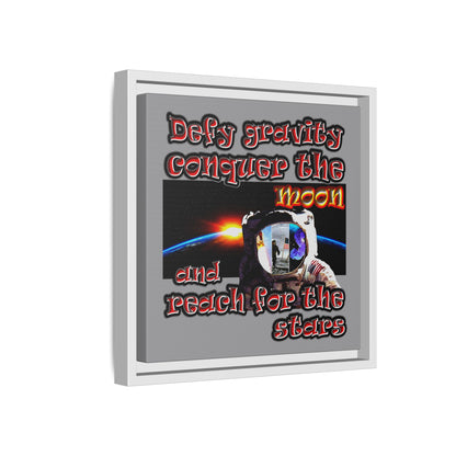defy conquer reach - framed canvas art (grey)