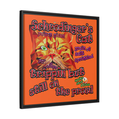 schrodinger's cat - framed canvas art (orange)