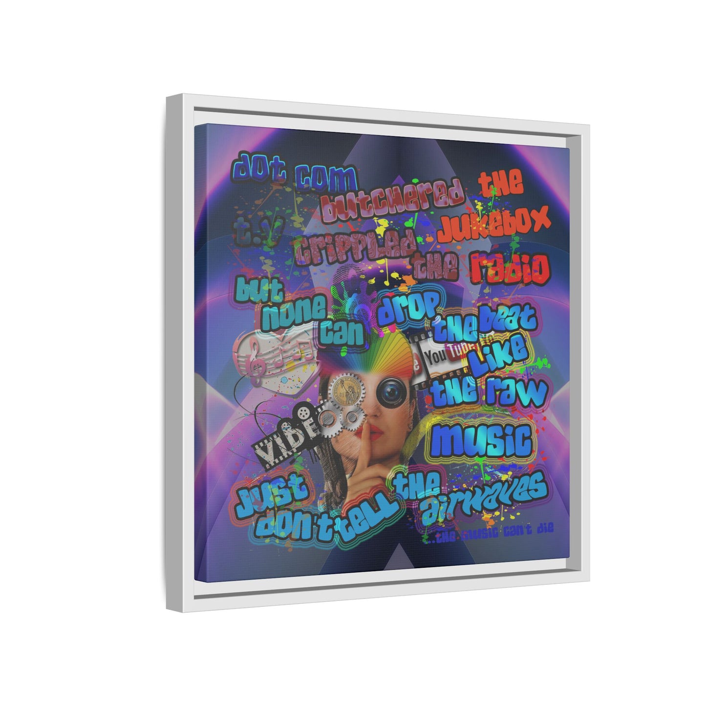 drop the beat - framed canvas art (grey-pink wave)