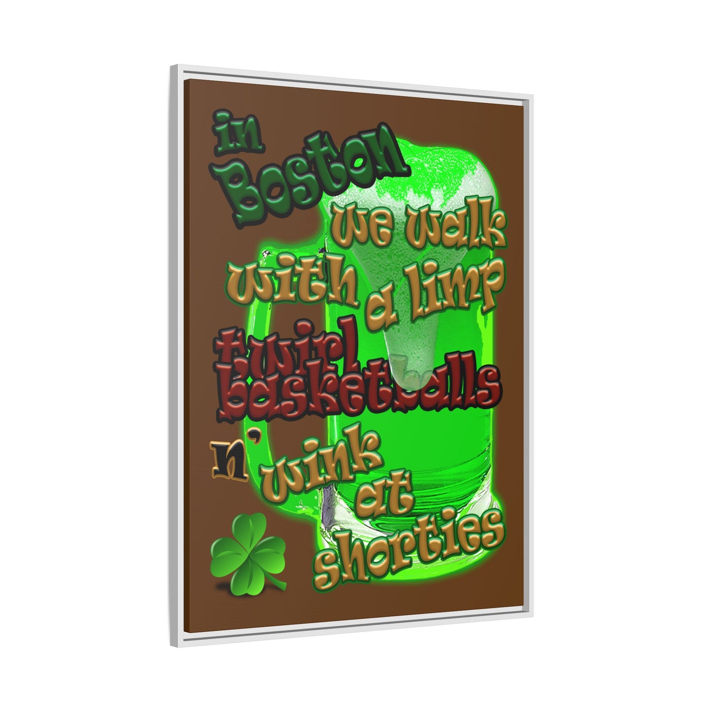 celtics logo - framed canvas art (brown)