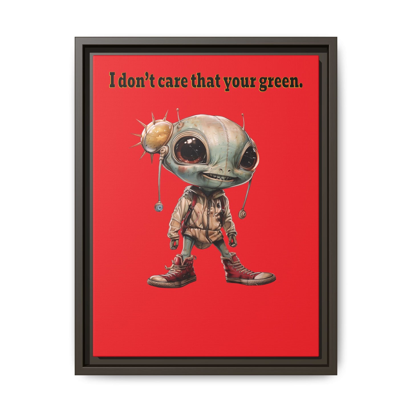 I don't care that your green - framed canvas art (red)
