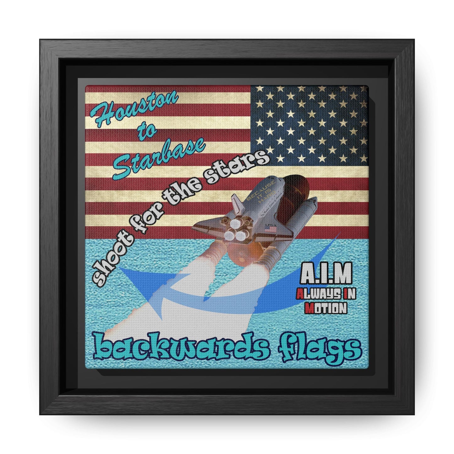 shoot for the stars - framed canvas art (faded blue)