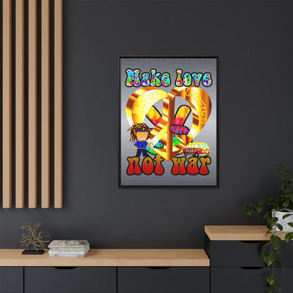 love peace - framed canvas art (brushed nickel)