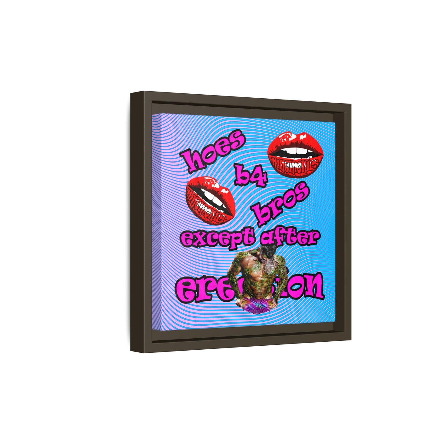 hoes b4 bros - framed canvas art (light blue-purple wave)