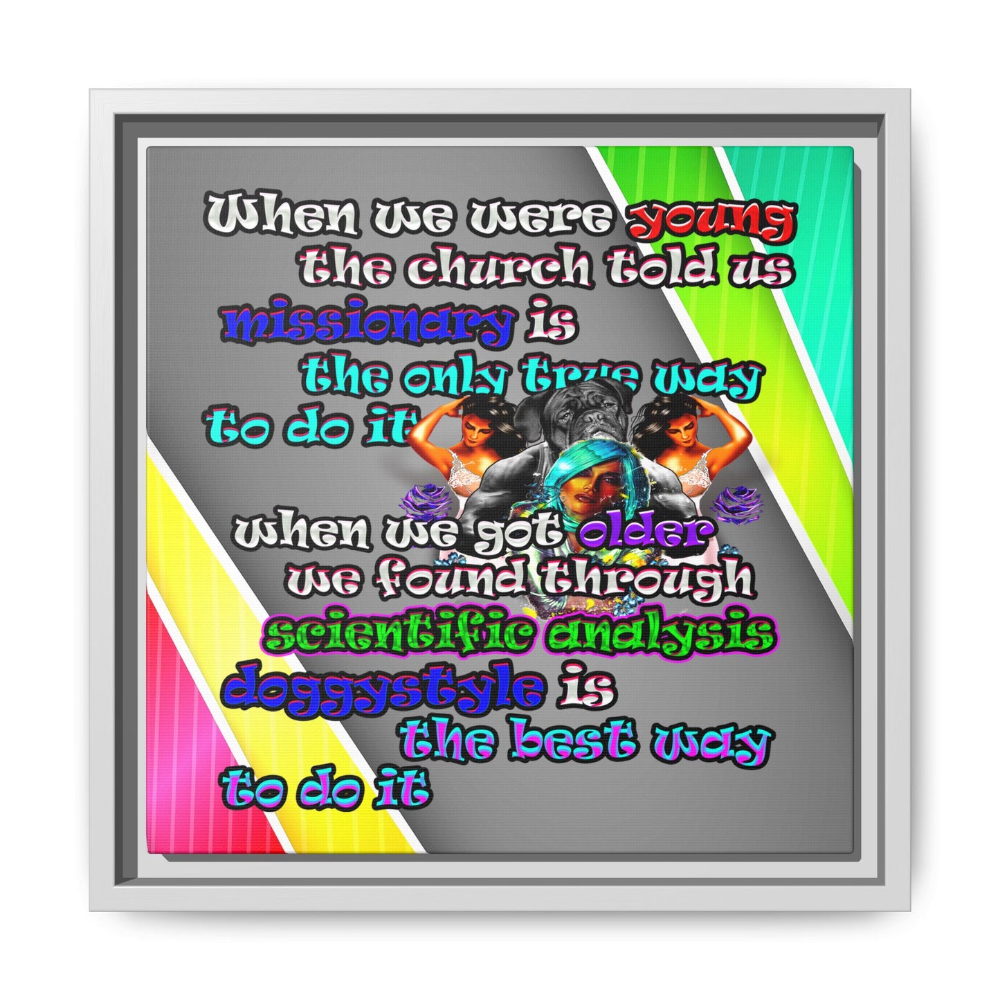 doggystyle - framed canvas art (rainbow split)