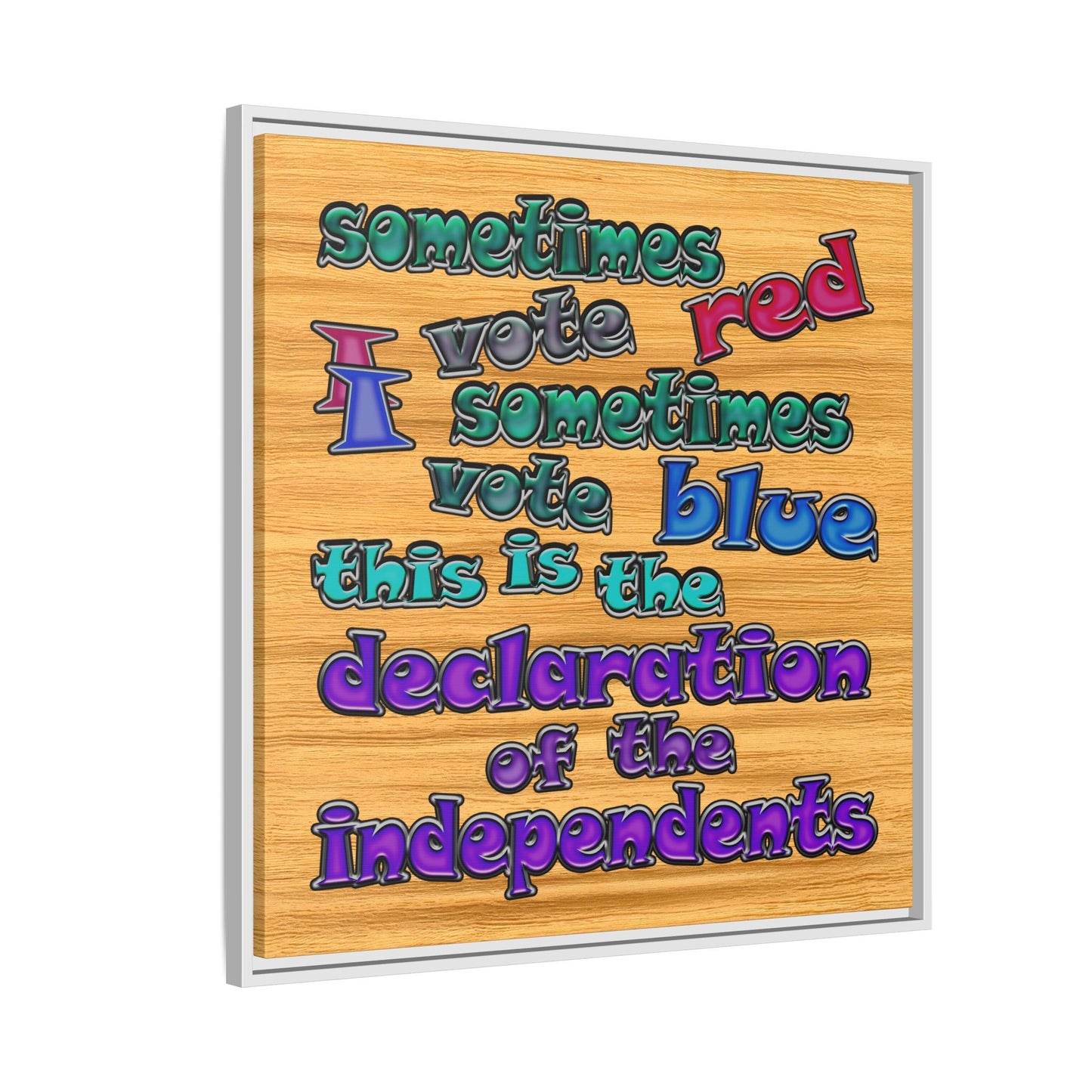 declaration of the independents - framed canvas art (butterscotch wood finish)