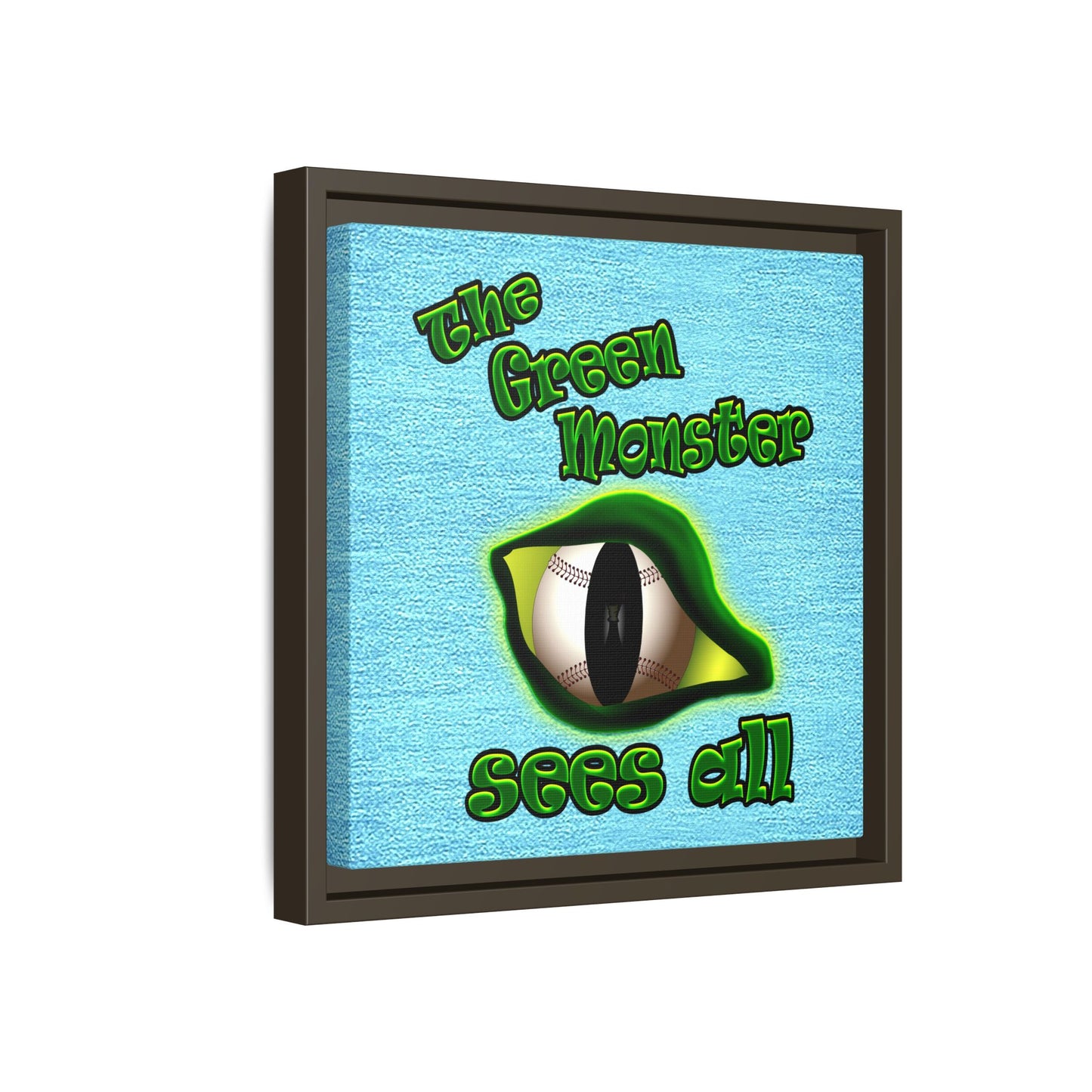 green monster - framed canvas art (faded blue)