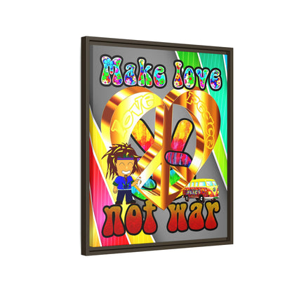 love peace - framed canvas art (rainbow split)
