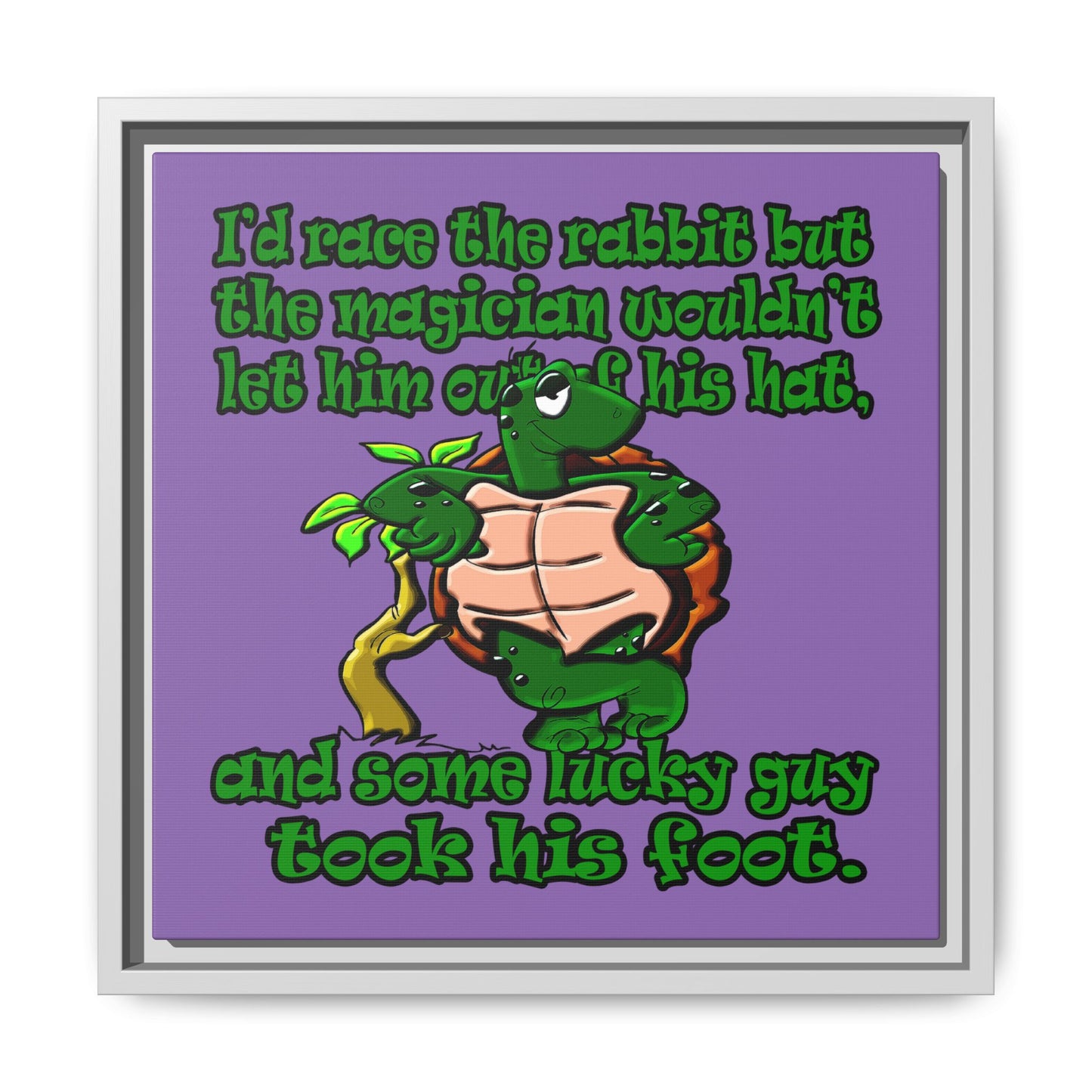 turtle race - framed canvas art (light purple)