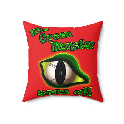 green monster - Faux Suede Square Pillow - (red)