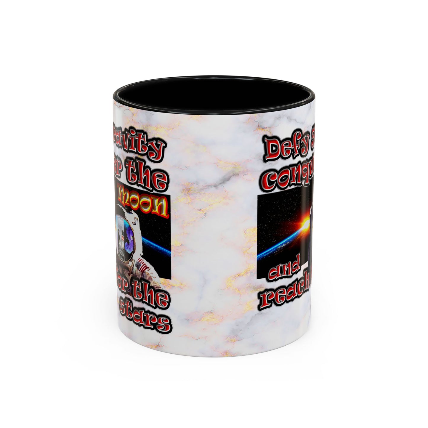 defy conquer reach - Accent Mug (white marble)