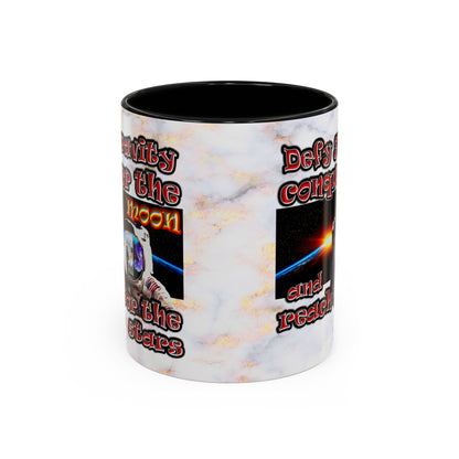 defy conquer reach - Accent Mug (white marble)