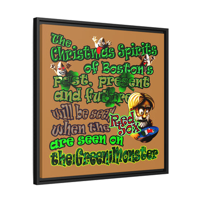 christmas spirits of boston - framed canvas art (light brown)