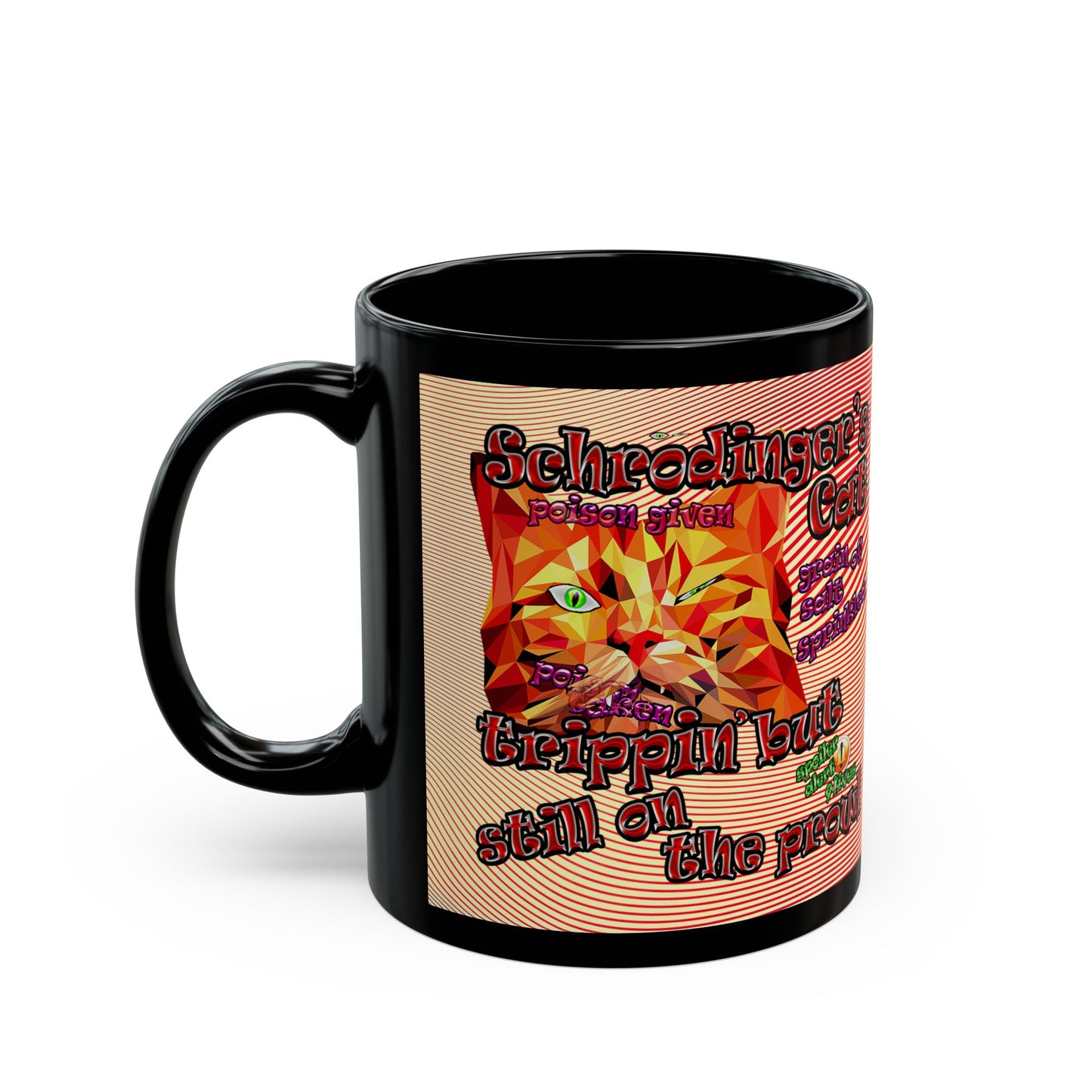 schrodinger's cat - Black Mug (yellow-orange wave)