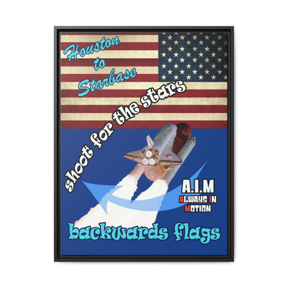 shoot for the stars - framed canvas art (dark blue)