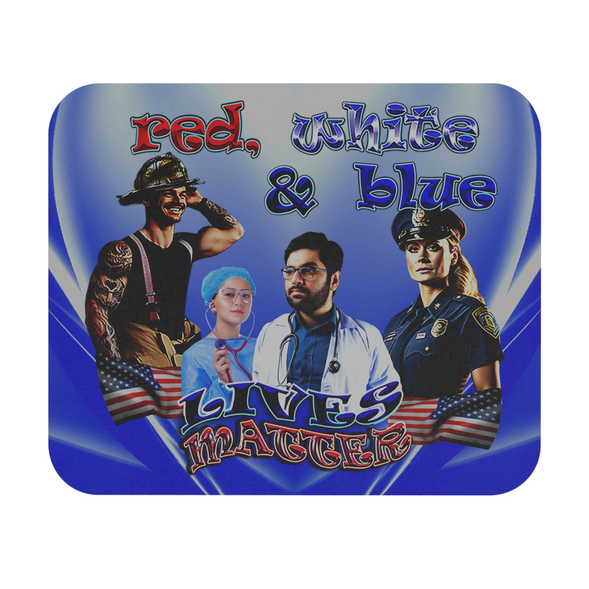 rw&b lives matter - Mouse Pad (Rectangle) (blue-white wave)