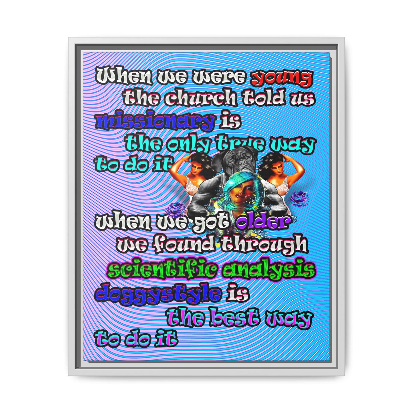 doggystyle - framed canvas art (light blue-purple wave)