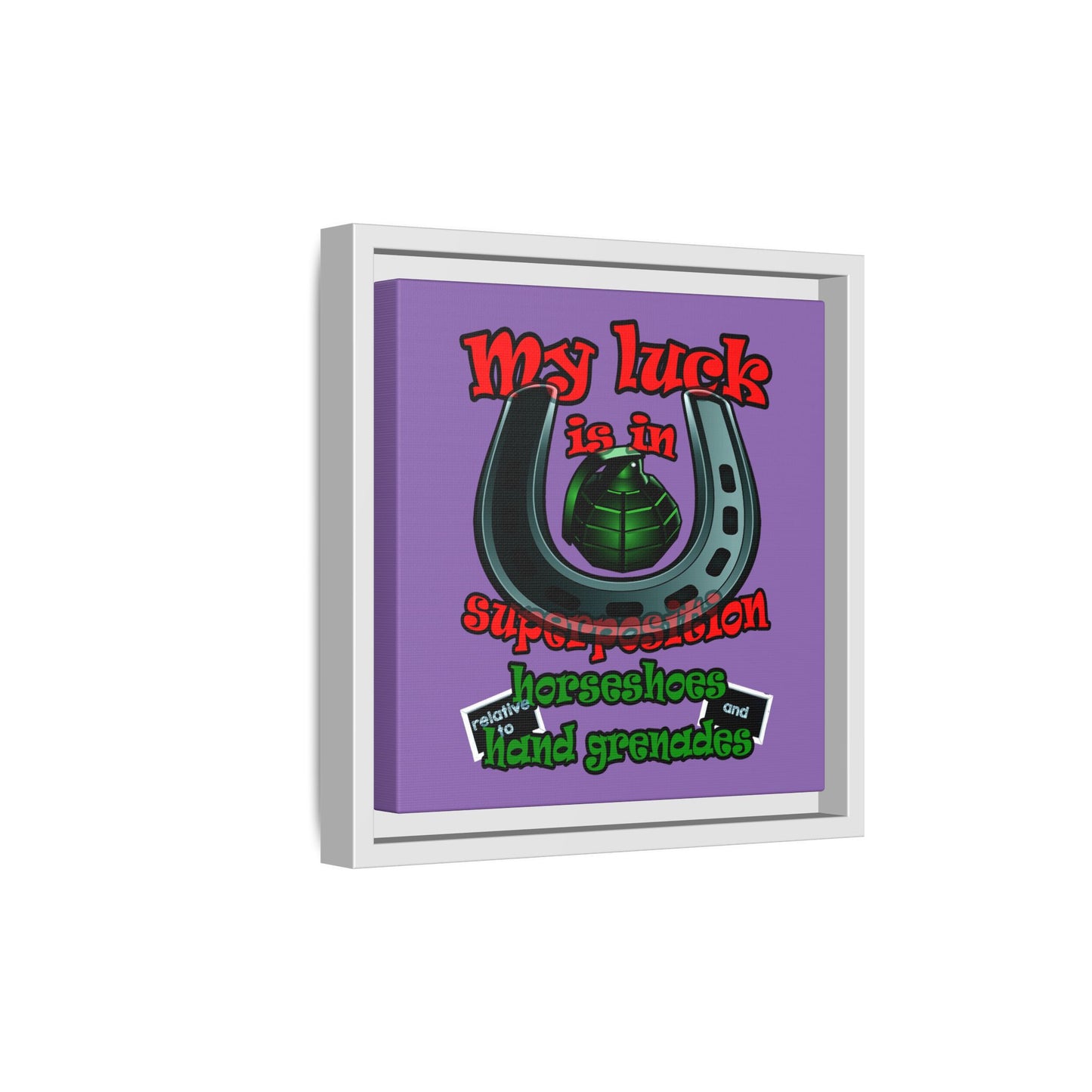 my luck - framed canvas art (light purple)