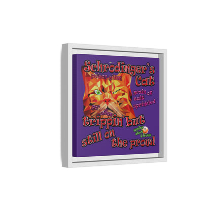 schrodinger's cat - framed canvas art (purple)